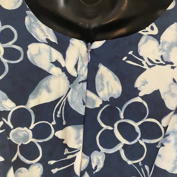 Vintage 90s Y2K Rampage R-Wear Size 7 Dress Blue Faux Wrap Hawaiian Tropical - Picture 6 of 9